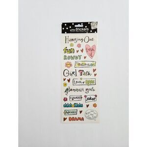 NWT Vintage Y2K "Hanging Out" Glitter Stickers Sheet Girl Talk - Factory Sealed